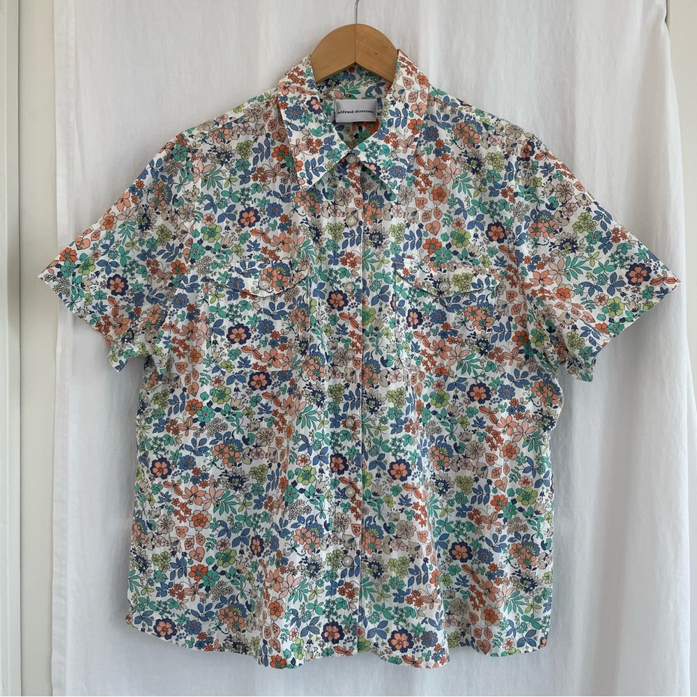 Multicolor Floral Button Up Short Sleeve Shirt